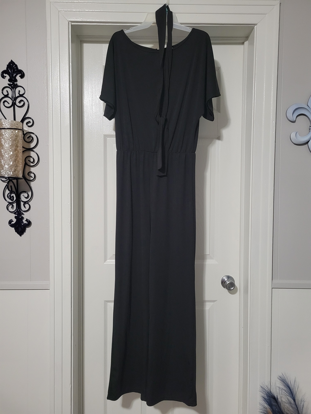 Black Women’s Romper with Waist Tie